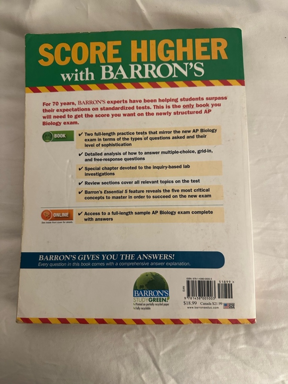 Barron's AP Biology (Green & White Cover) - Picture 2 of 6
